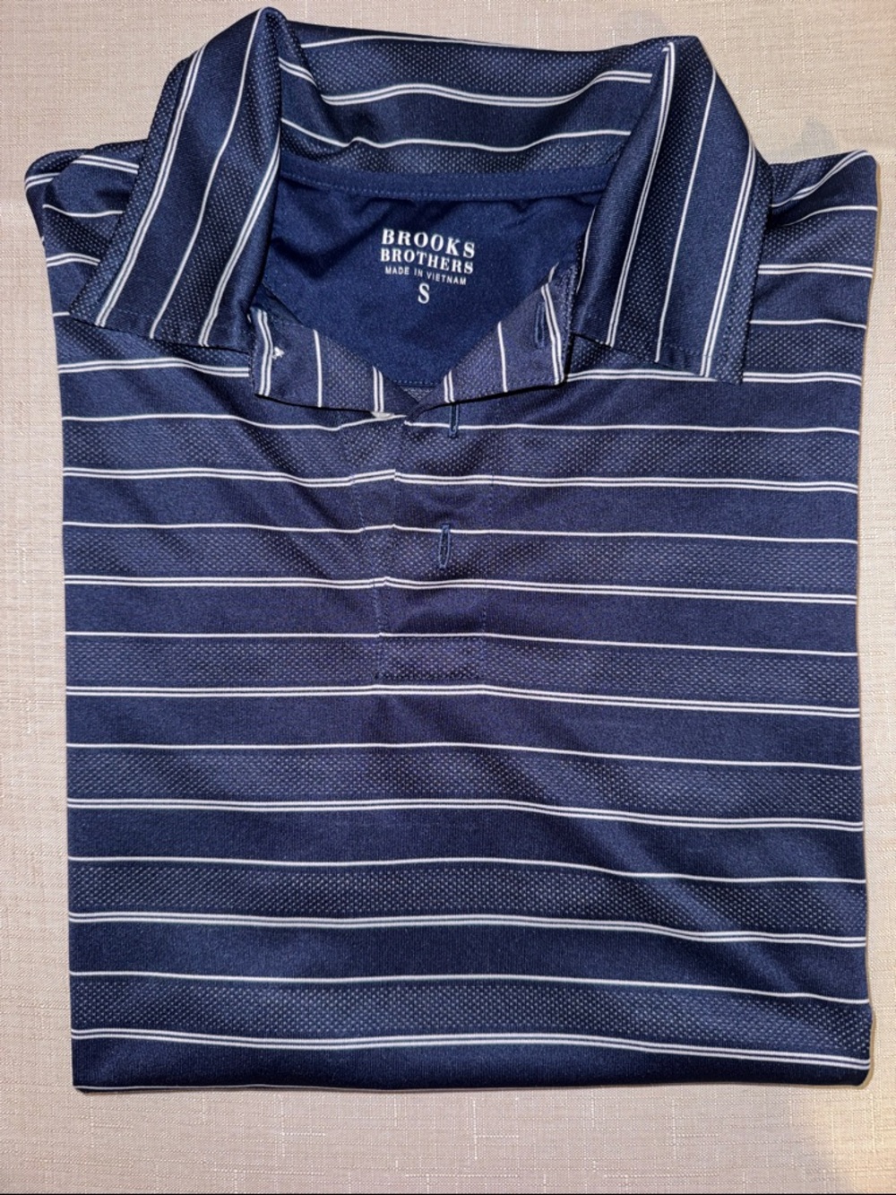 Brooks Brothers Navy and White Striped short sleeve Polo Shirt